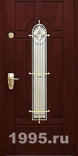 Железные двери со стеклом и ковкой в квартиру