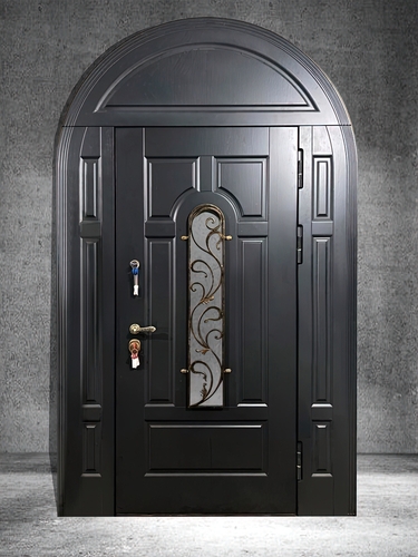 Арочная дверь с МДФ шпон, окрас RAL (цвет графит)