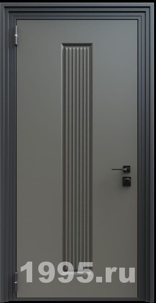 Стальная дверь с металлофиленкой и порошковым напылением RAL 7022 (тип №2) Стальная дверь с металлофиленкой и порошковым напылением RAL 7022 (тип №2)