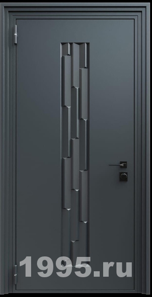 Стальная трехконтурная дверь с металлофиленкой и порошковым покрытием RAL 7021 (тип №8)