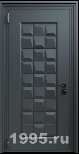 Стальная трехконтурная дверь с металлофиленкой и порошковым покрытием RAL 7021 (тип №9)