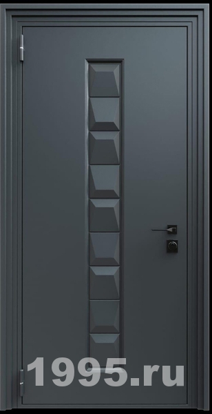 Стальная трехконтурная дверь с металлофиленкой и порошковым покрытием RAL 7021 (тип №10)