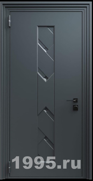 Стальная трехконтурная дверь с металлофиленкой и порошковым покрытием RAL 7021 (тип №11)