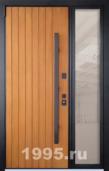 Металлическая дверь со стеклом сбоку, МДФ и длинной ручкой (терморазрыв) Металлическая дверь со стеклом сбоку, МДФ и длинной ручкой (терморазрыв)