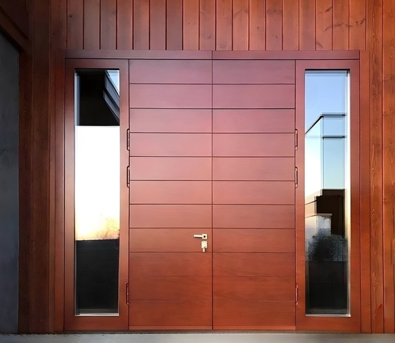 Двустворчатая дверь с окнами по бокам