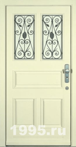 Железные двери со стеклом и ковкой