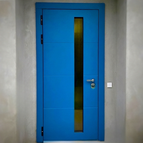 Остекленная дверь синего цвета