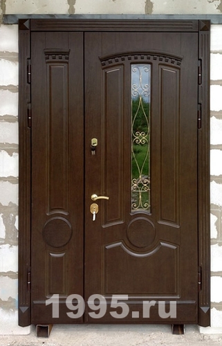 Полуторная дверь со стеклом