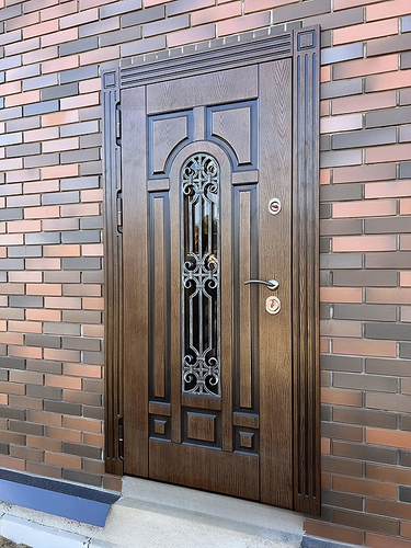 Шпонированная дверь с ковкой