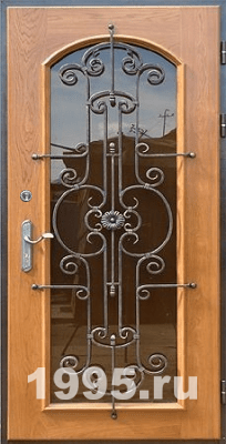 Жжелезные двери со стеклом и ковкой Жжелезные двери со стеклом и ковкой