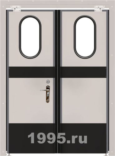 Распашная техническая дверь со стеклопакетами