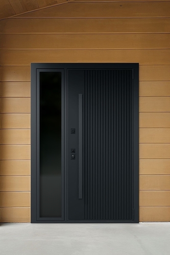 Темная дверь с боковым стеклом